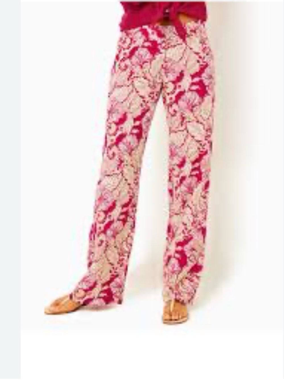 Lily Pulitzer Bal Harbour Pallazzo Pant Poinsettia Red Island Vibes Size Medium